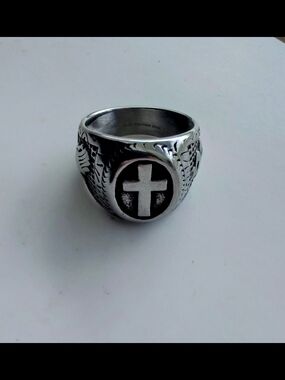 Stainless Steel Cross Signet Ring for Men